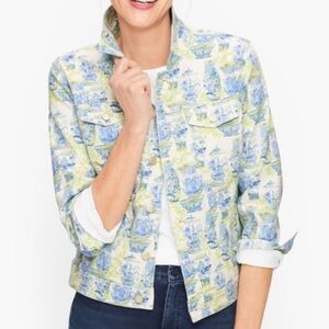 Talbots XS Watercolor Print Jean Jacket